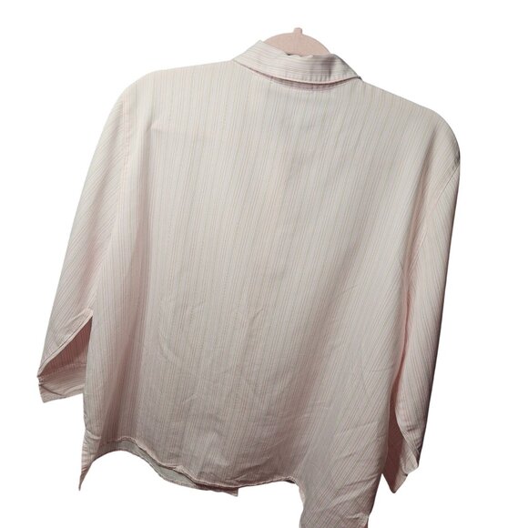 Alfred Dunner Pink Striped Button-Up Shirt With Rhinestone Dragonfly Accents Wom - Picture 5 of 6